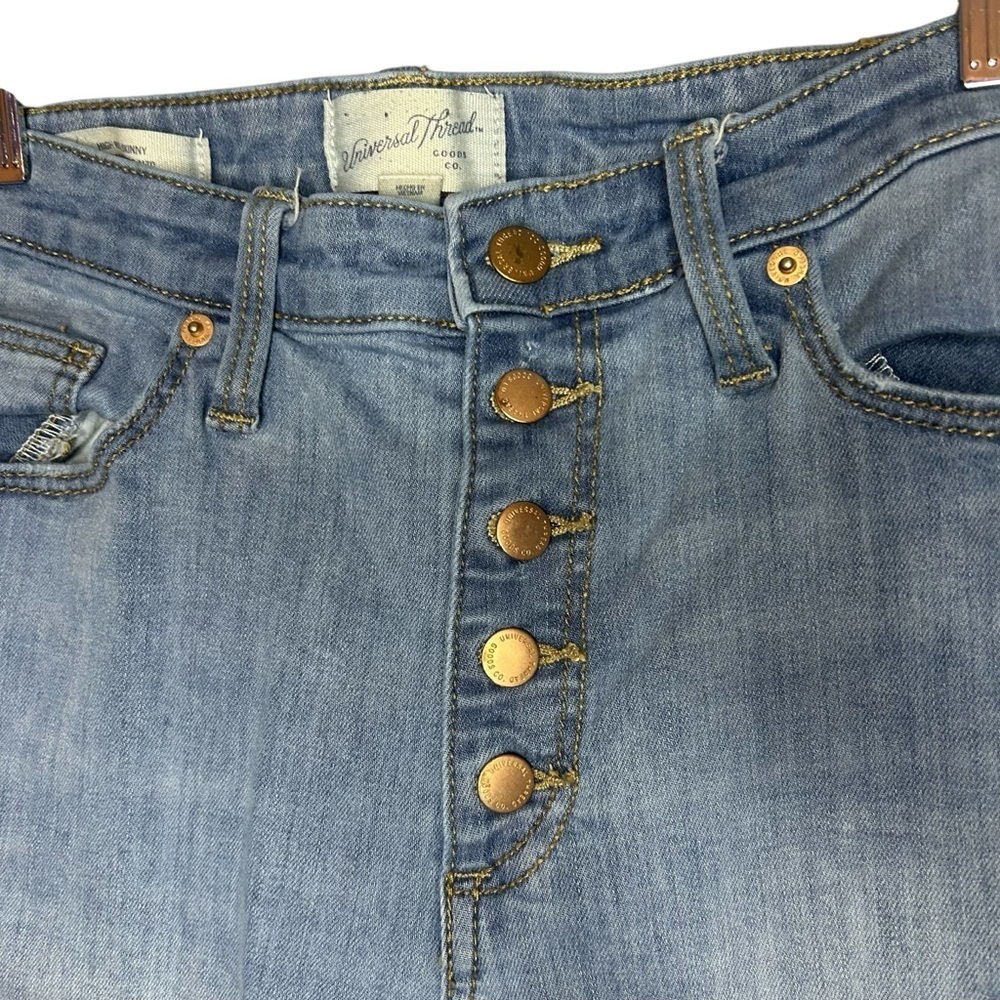 Universal Thread High Rise Skinny Jeans Button Fly Distressed 10 - Picture 2 of 12
